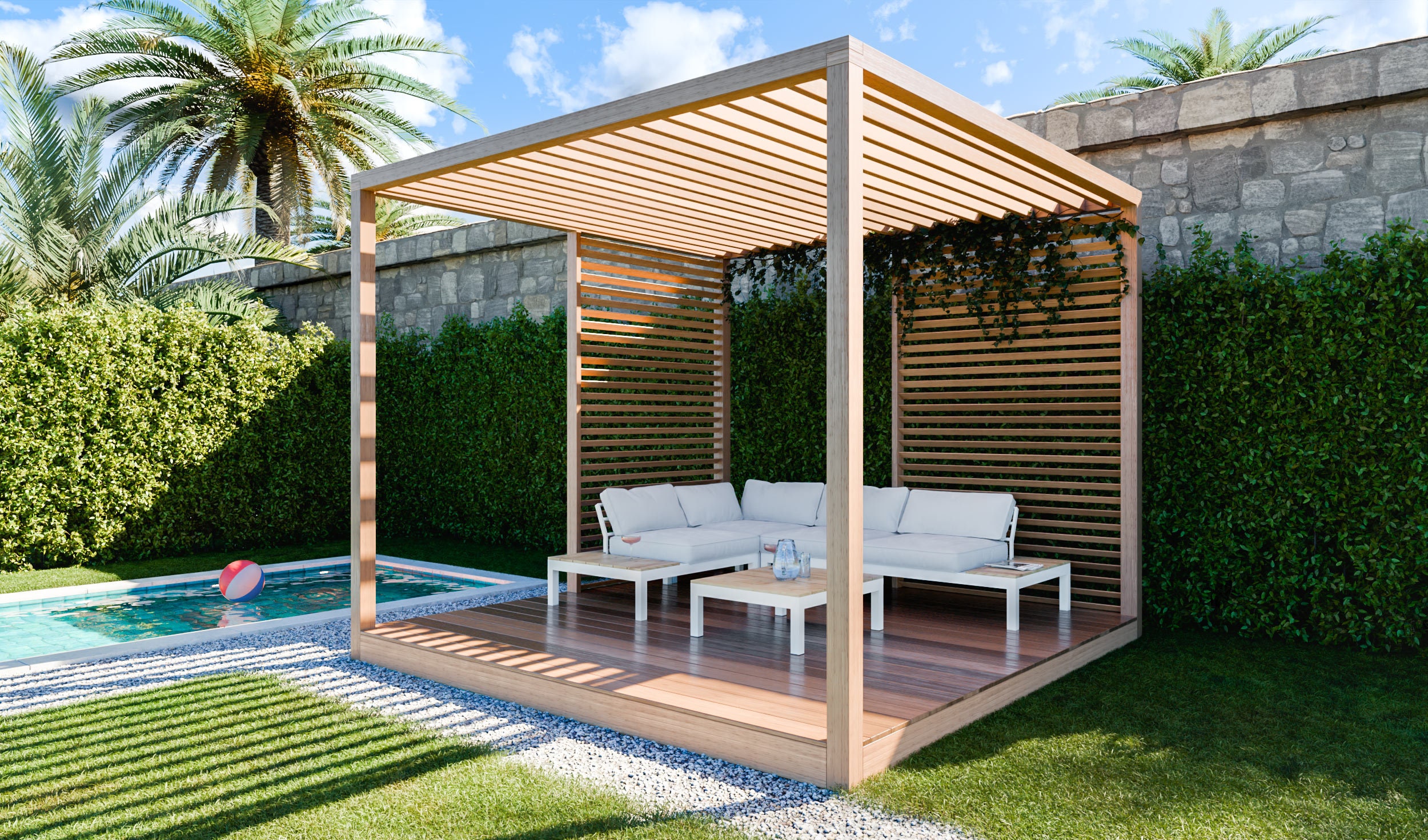 Plans de pergola en bois PDF - Conception de pergola de jardin autoportante DIY 10 x 10