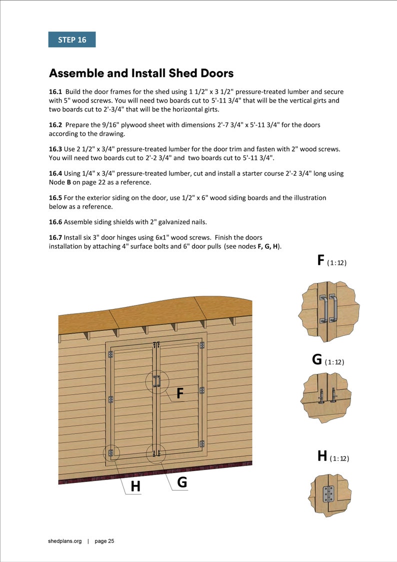 12x16 lean to garden shed door assembly