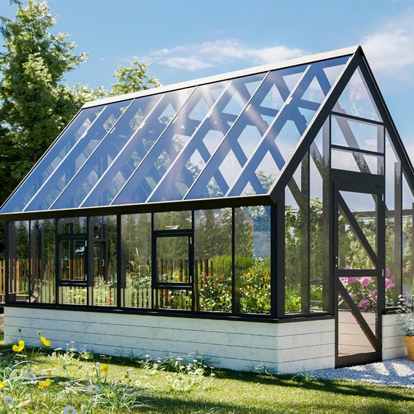 Large Greenhouse Plans 10x16 With Acryl Cover & Raised Beds
