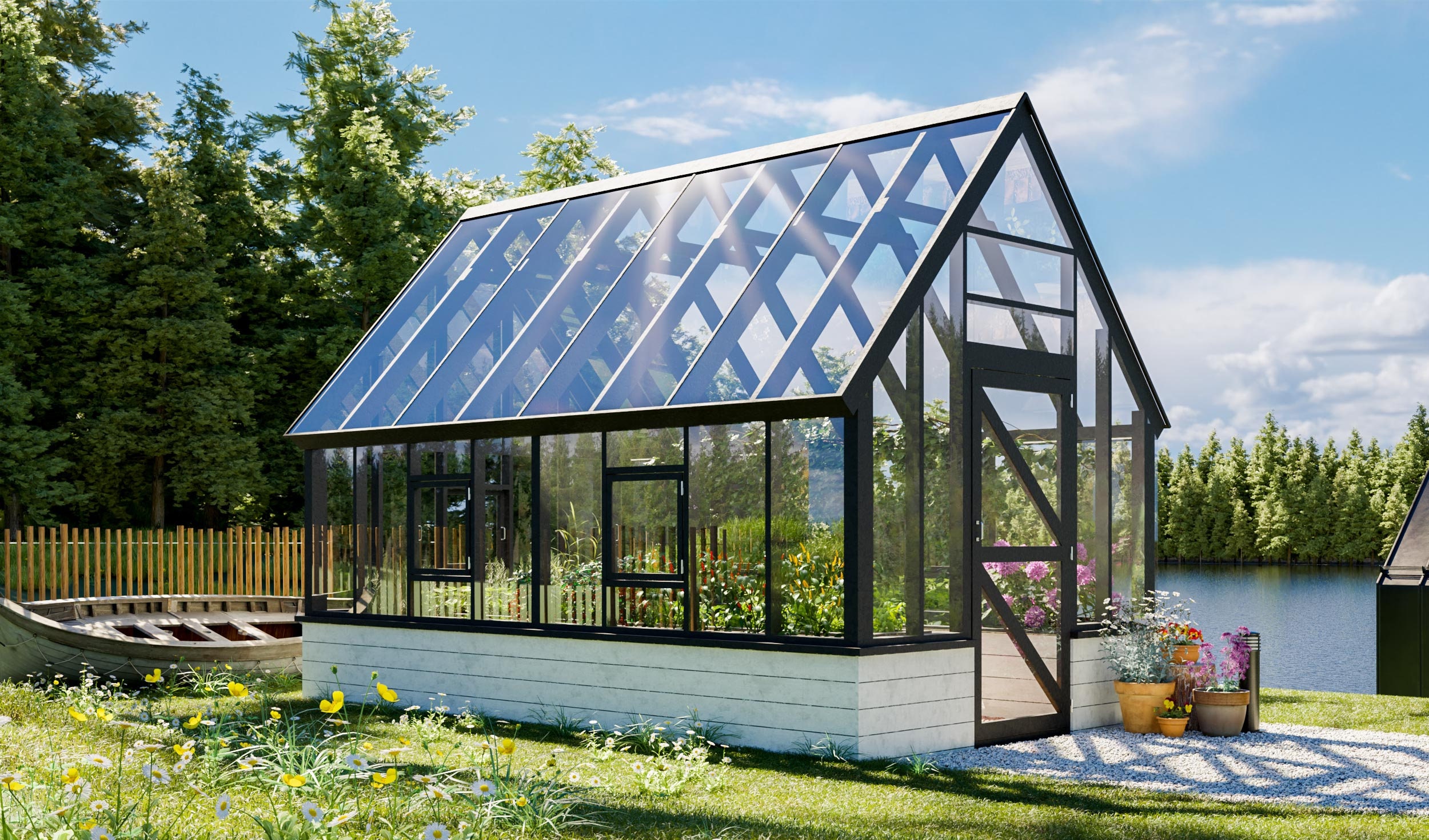 Large Greenhouse Plans 10x16 With Acryl Cover & Raised Beds