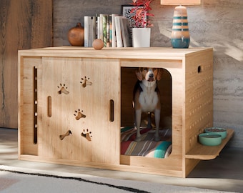 Large Wooden Dog Crate Plans with Sliding Door (PDF Download)