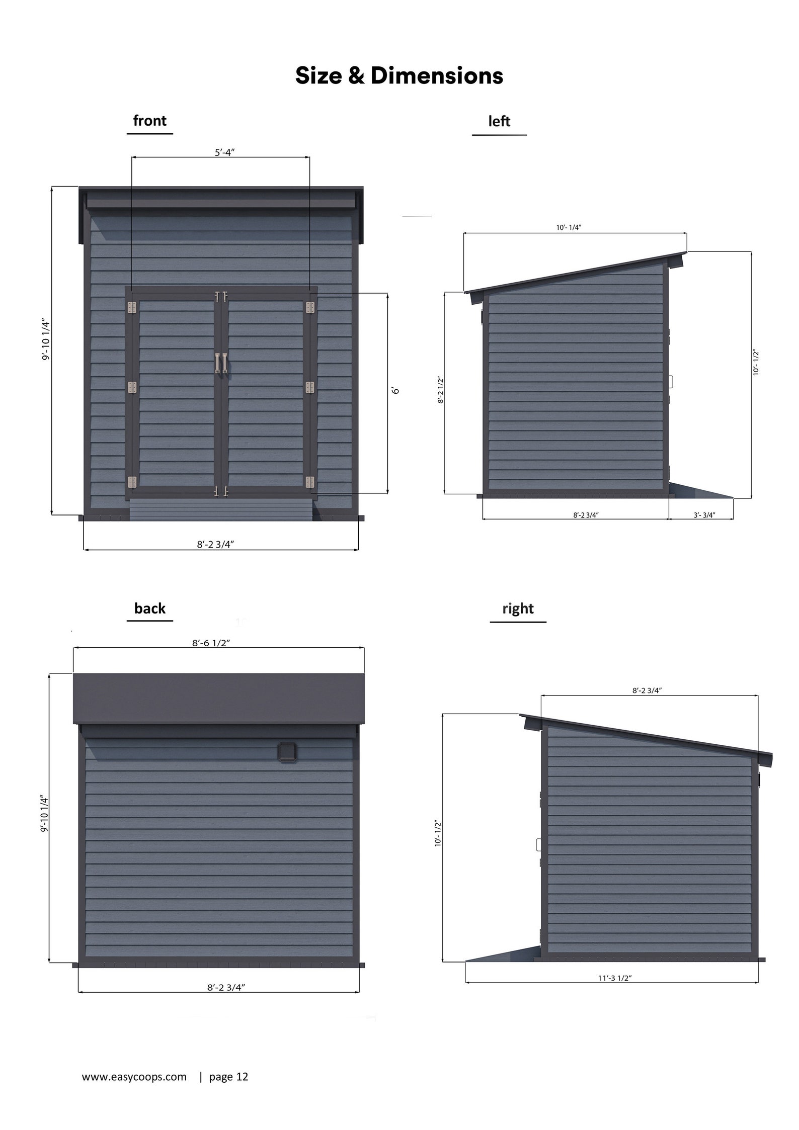 Shed Plans 8x8 DIY Lean to Storage Shed PDF - Etsy