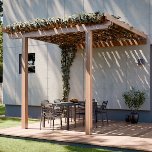 Attached Pergola Plans - 12x12 DIY Pergola With Roof Design Blueprints