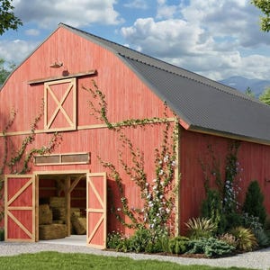 40x60 Pole Barn Plans with Loft – Large Post Frame Barn Blueprint