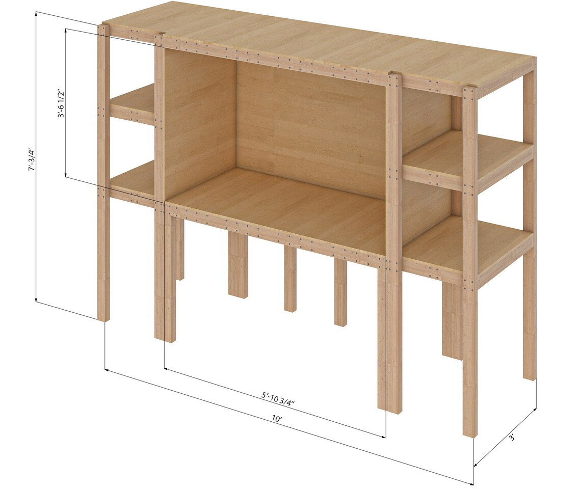3x10 Garage Workbench With Shelves Plans PDF Etsy