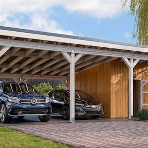 20x30 Two-Car Carport with Storage Shed Plans