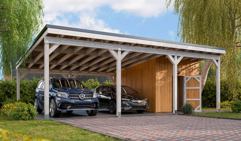 20x30 modern carport with storage
