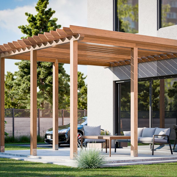 16x16 Attached To House Pergola Plans PDF