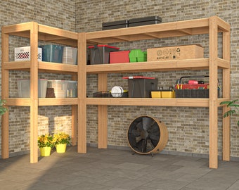 6x10 L-shaped Garage Storage Shelves Plans (PDF)