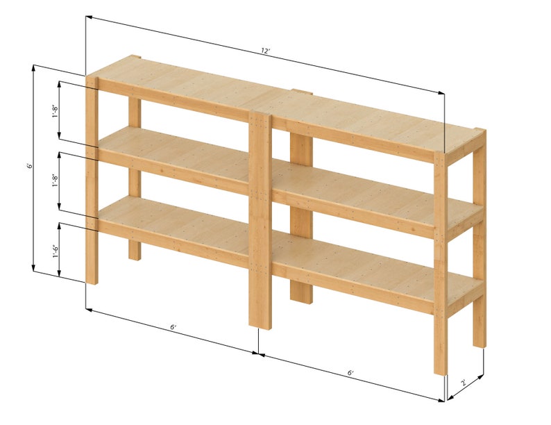 12x2 3tier Garage Shelving Unit Plans PDF Etsy
