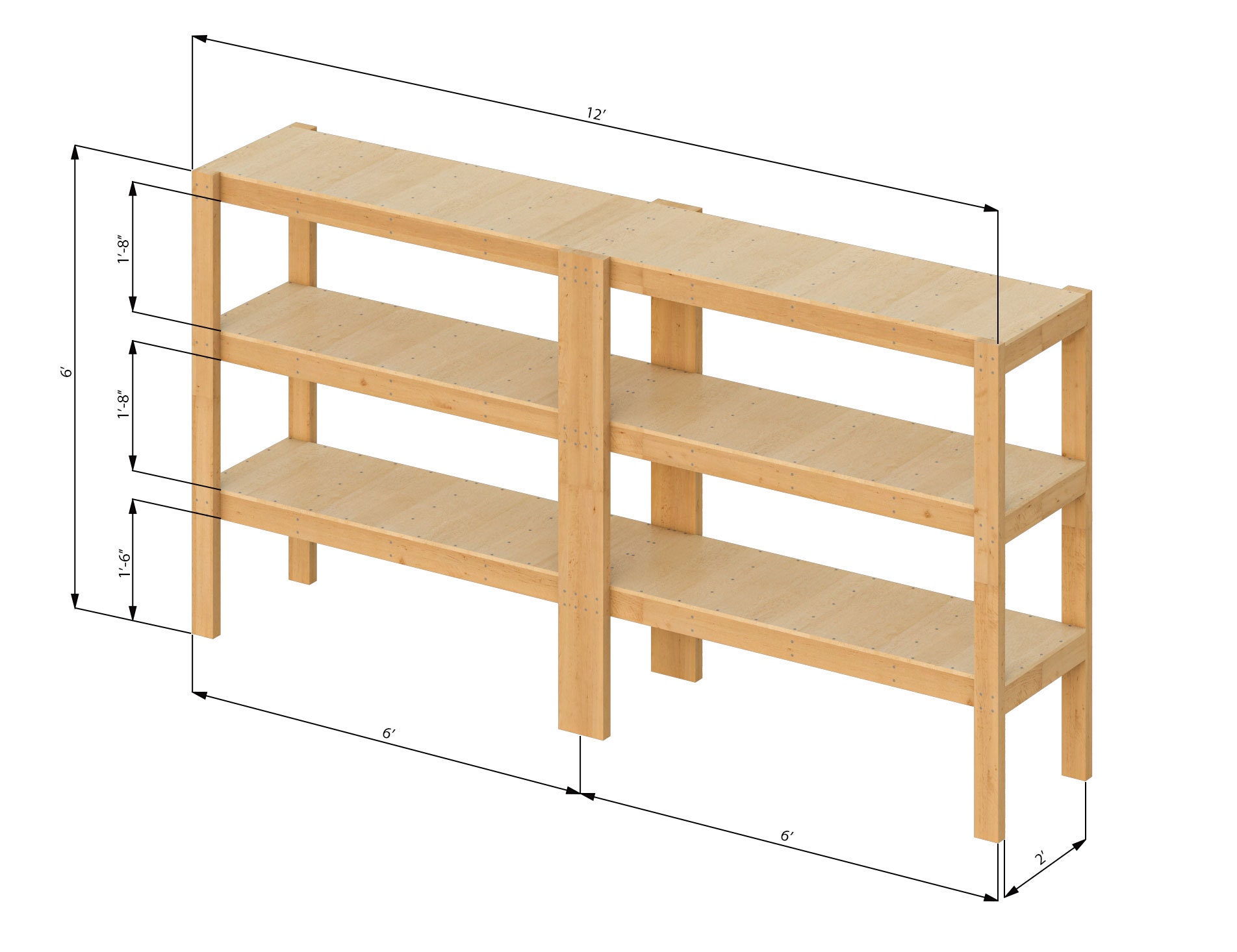 12x2 3tier Garage Shelving Unit Plans PDF Etsy