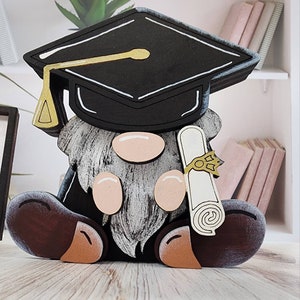 Graduation Gnome and Sign Digital Laser File, SVG, DXF, AI, Gift for Grad, Glowforge File, Shelf Sitter, Laser File