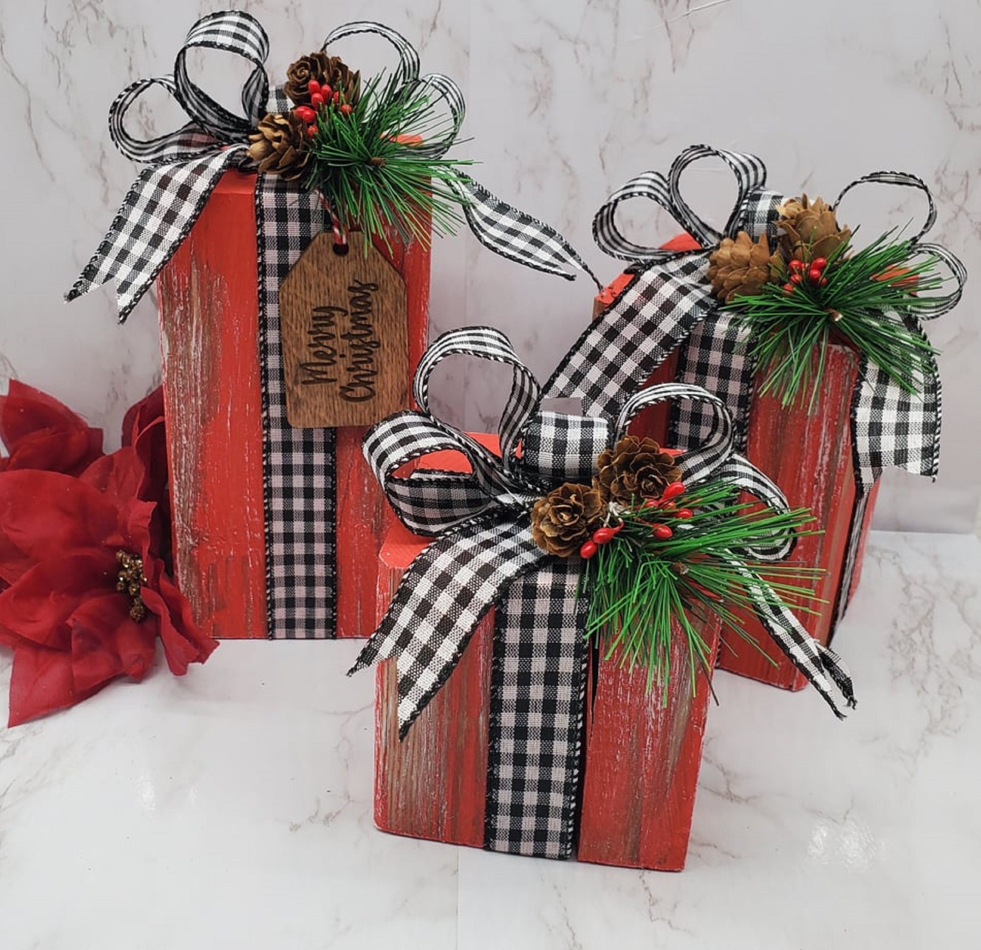 Cadeaux de Noël en faux bois de ferme pour la décoration, cadeau
