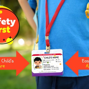 Editable Child ID Card Canva Template, Custom Kid ID Card, Printable ...