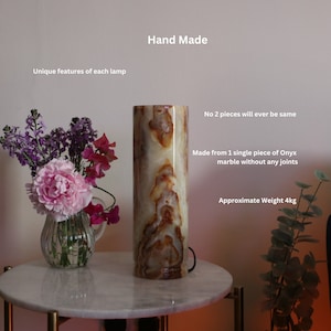 Onyx Marble Table Lamp 12, Cylinder Lamps, Marble Homeware, Crystal Lamp Cylinder, Marble Home Decor, Stone Lamps image 5