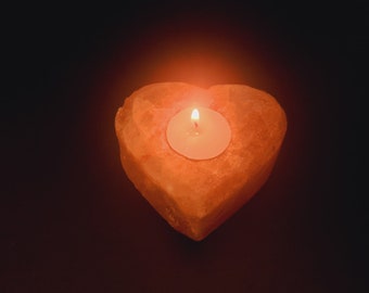 Himalaya Kristall Teelicht-Halter Herz, Natürliche KerzenHalter Herz, Heilung Kristall Geschenk, Wohnkultur