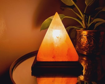 Pyramid Himalayan Crystal Salt Lamp , Natural Crystal Healing Pyramid Salt Rock Lamp, alternative decor, home decor