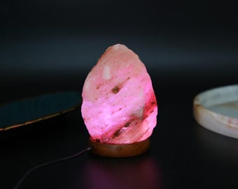 Himalayan Salt Crystal Lamp with Color Changing, Handmade Lamp with USB, Crystal Healing Lamp, Gift, Home Decor