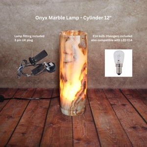 Onyx Marble Table Lamp 12, Cylinder Lamps, Marble Homeware, Crystal Lamp Cylinder, Marble Home Decor, Stone Lamps image 4