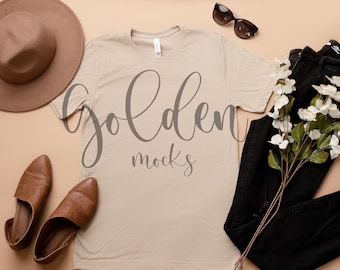 Bella Canvas 3001 Mockup Natural | Spring Mockup | 3001 Shirt Mockup | Natural Tshirt Mockup | Bella Canvas Mockup Summer Boho Mockup
