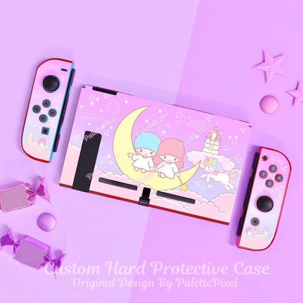 Custom Stars Nintendo Switch Case - Stars Switch Case - Stars Switch Skin - Kawaii Switch Case - Nintendo Switch Skin - Purple Switch Case