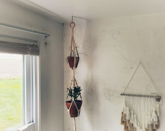 Colgador de planta de Macrame doble / Colgador de planta doble / Colgador de planta Macrame / Colgador de planta Boho / Decoración del hogar Boho / Decoración del hogar Macrame /