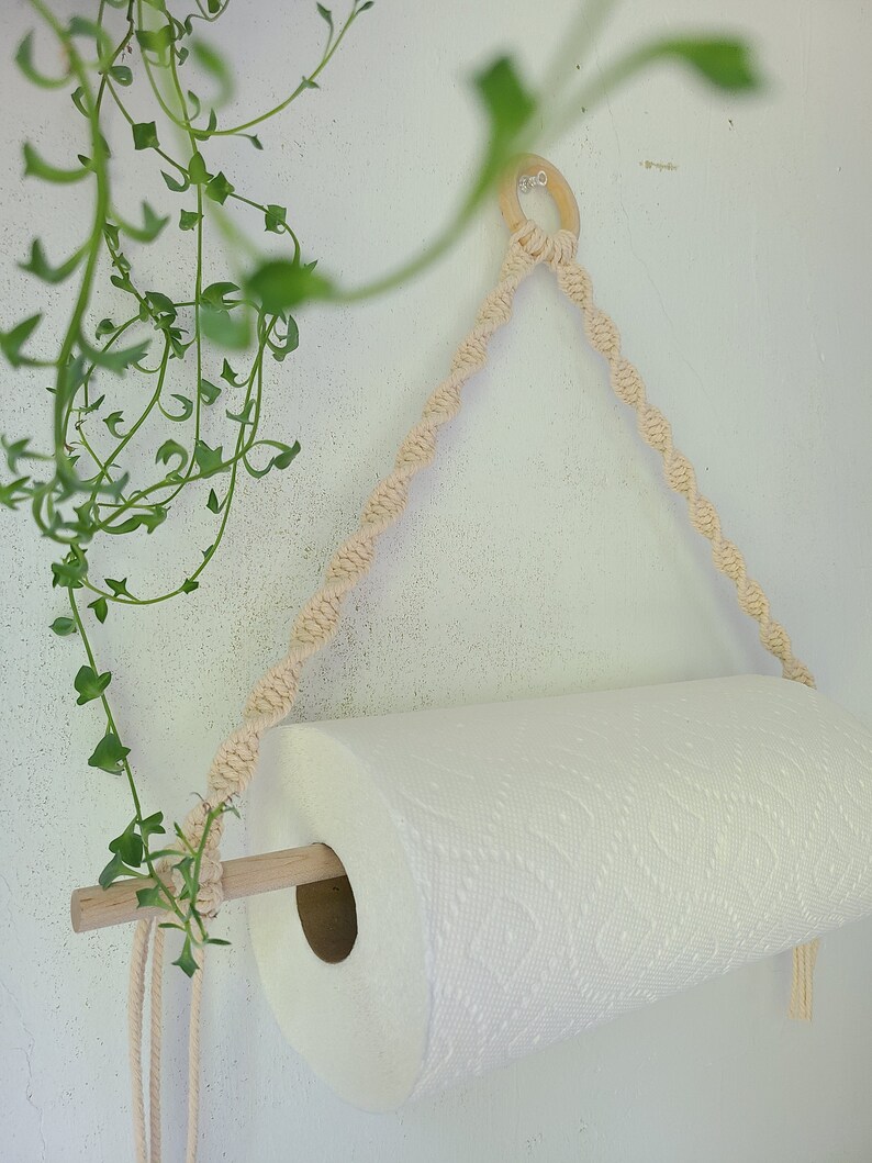 Macrame Paper Towel Holder Boho Bathroom Accessories Bath Towel Holder