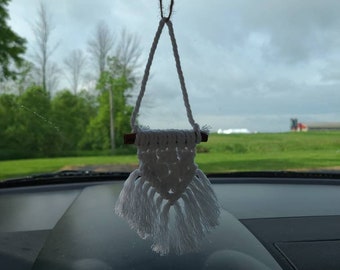 Essential Oil Diffuser | Christmas Ornament | Mini Macrame Wall Hanging | Rear View Mirror Charm | Handmade Macrame |  Boho Car Charm