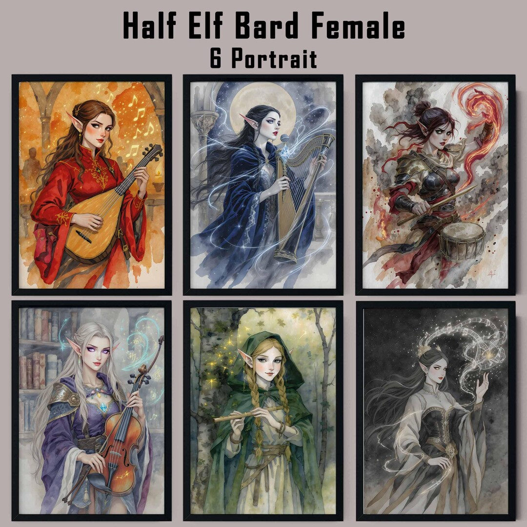 Dnd Fantasy Bard Female Art – Half Elf Musician Character Pack ...