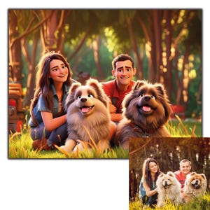 Pixar Style Family Portrait from Photo – Custom 3D Cartoon Digital Art – Unique Gift for Kids and Parents