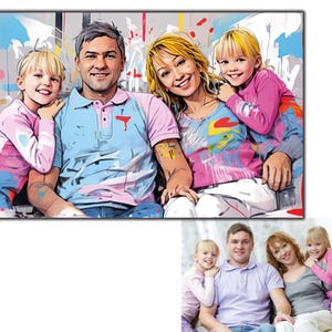Graffiti Style Family Portrait from Photo – Custom Digital Street Art Illustration – Colorful Printable Gift