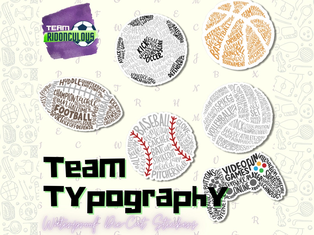 Waterproof Stickers | Team Typography (sports Balls) - Etsy