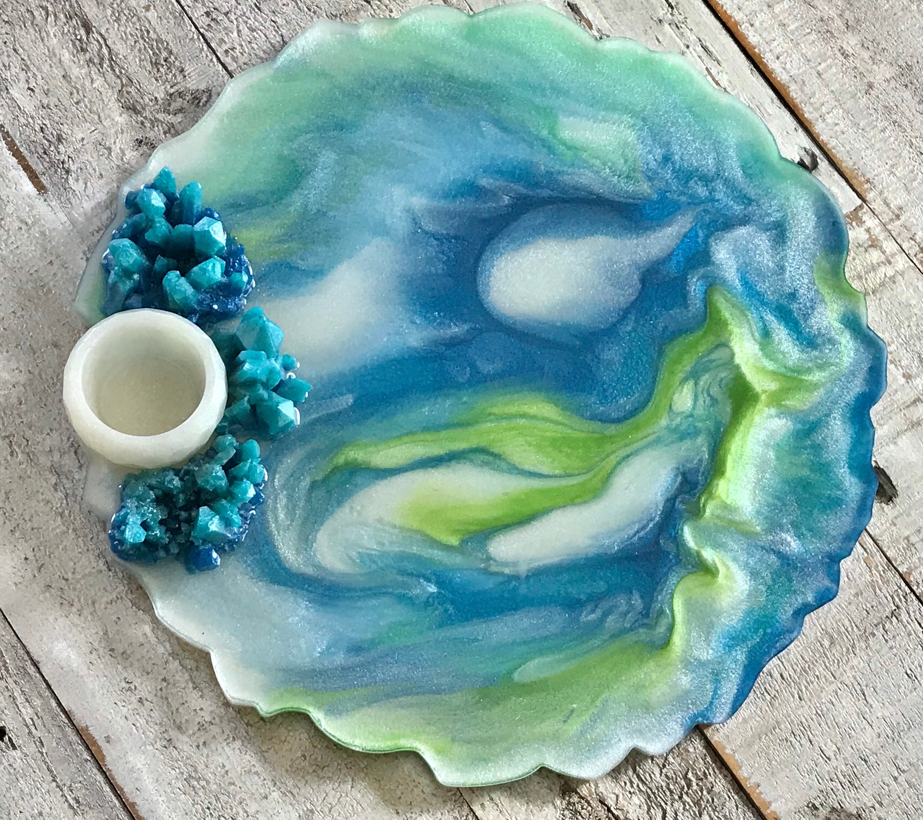 Sea Blue Decorative Tray crystals tray jewelry dish trinket | Etsy