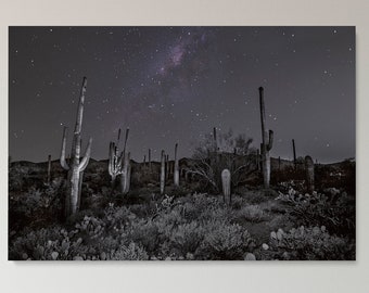 Saguaro at Night,Digital Download,Printable Wall Art,Cactus,Stars,Landscape Photography