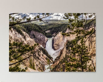Yellowstone Waterfall,Digital Download,Printable Wall Art,Landscape Photography,Mountains,Trees