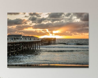 Crystal Pier,Digital Download,Printable Wall Art,Sunset,Ocean,Waves,Cottages,