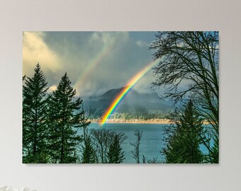 Columbia Gorge Rainbow,Digital Download,Landscape Photography,Oregon,Printable Wall Art,River