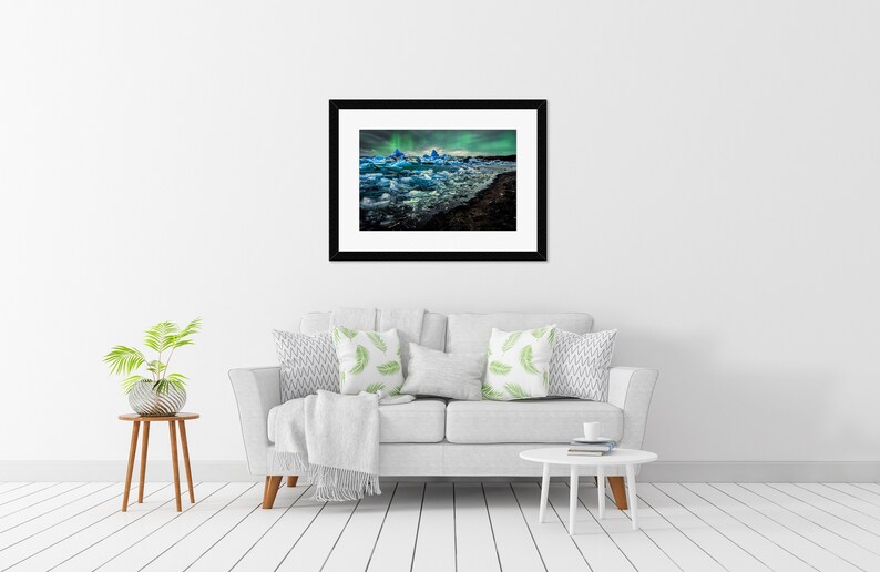 Island Aurora, digitaler Download, Landschaftsfotografie, Gletscher, Eis, druckbare Wandkunst, Ozean, Strand Bild 4