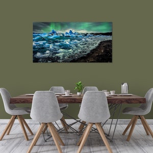 Island Aurora, digitaler Download, Landschaftsfotografie, Gletscher, Eis, druckbare Wandkunst, Ozean, Strand Bild 3