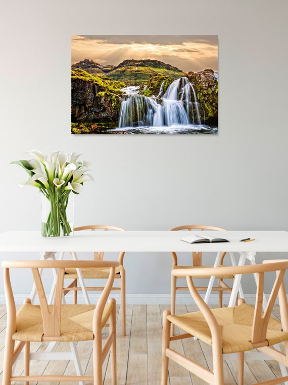 Iceland Waterfall,Digital Download,Landscape Photography,Sunset,Printable Wall Art,