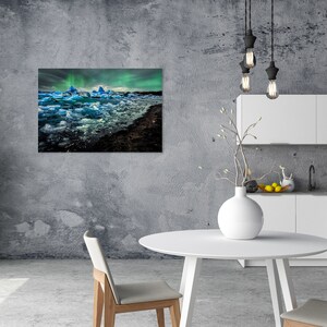 Island Aurora, digitaler Download, Landschaftsfotografie, Gletscher, Eis, druckbare Wandkunst, Ozean, Strand Bild 2
