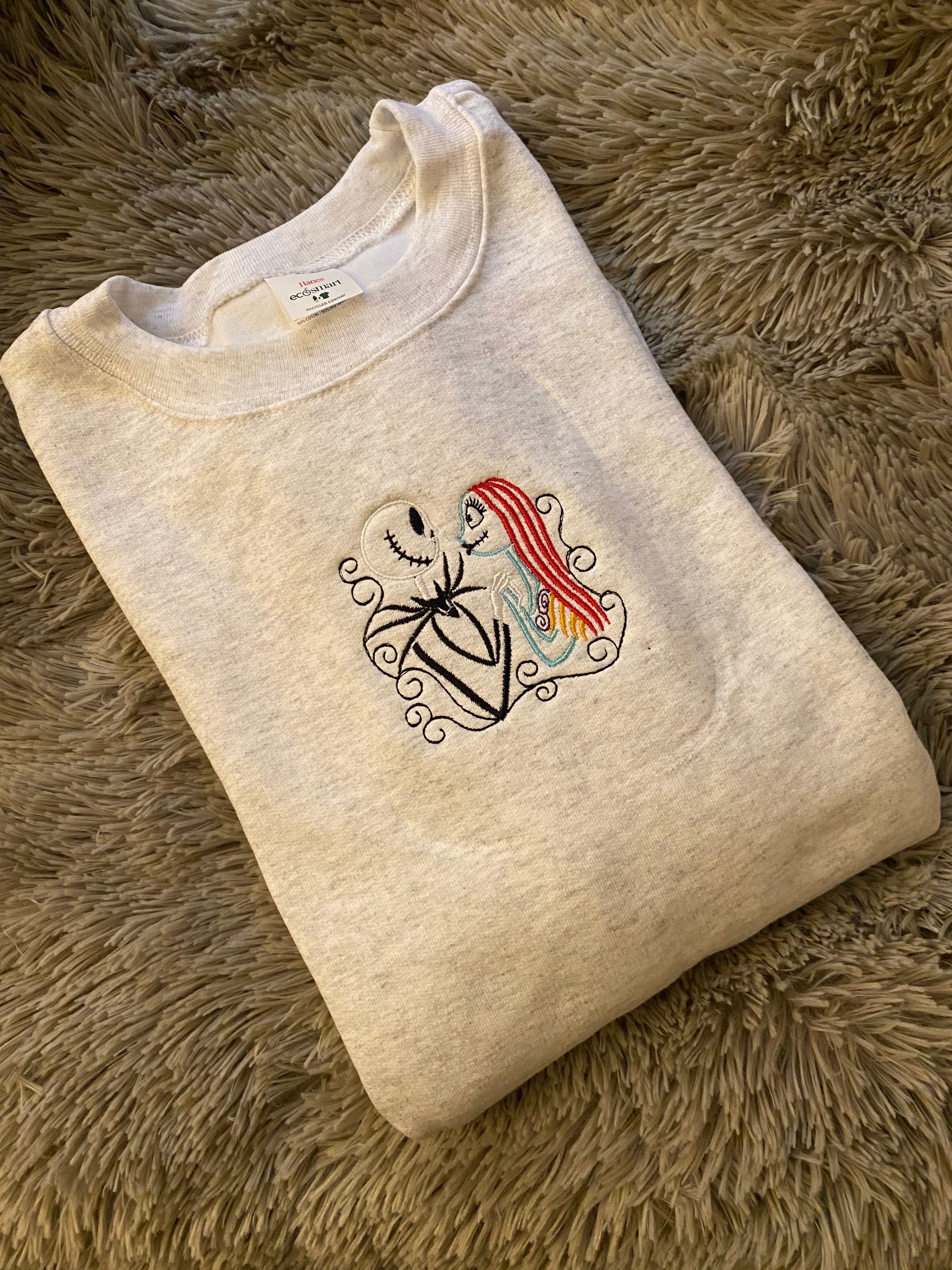 Jack and sally embroidered sweatshirt, skellington