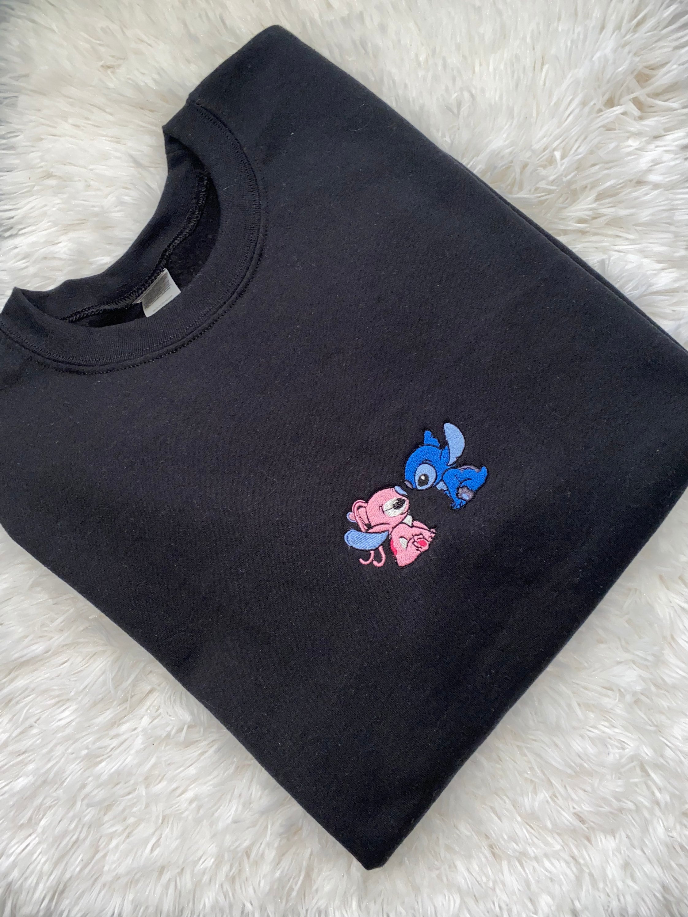 Stitch and Angel embroidered sweatshirt, embroidered crewneck