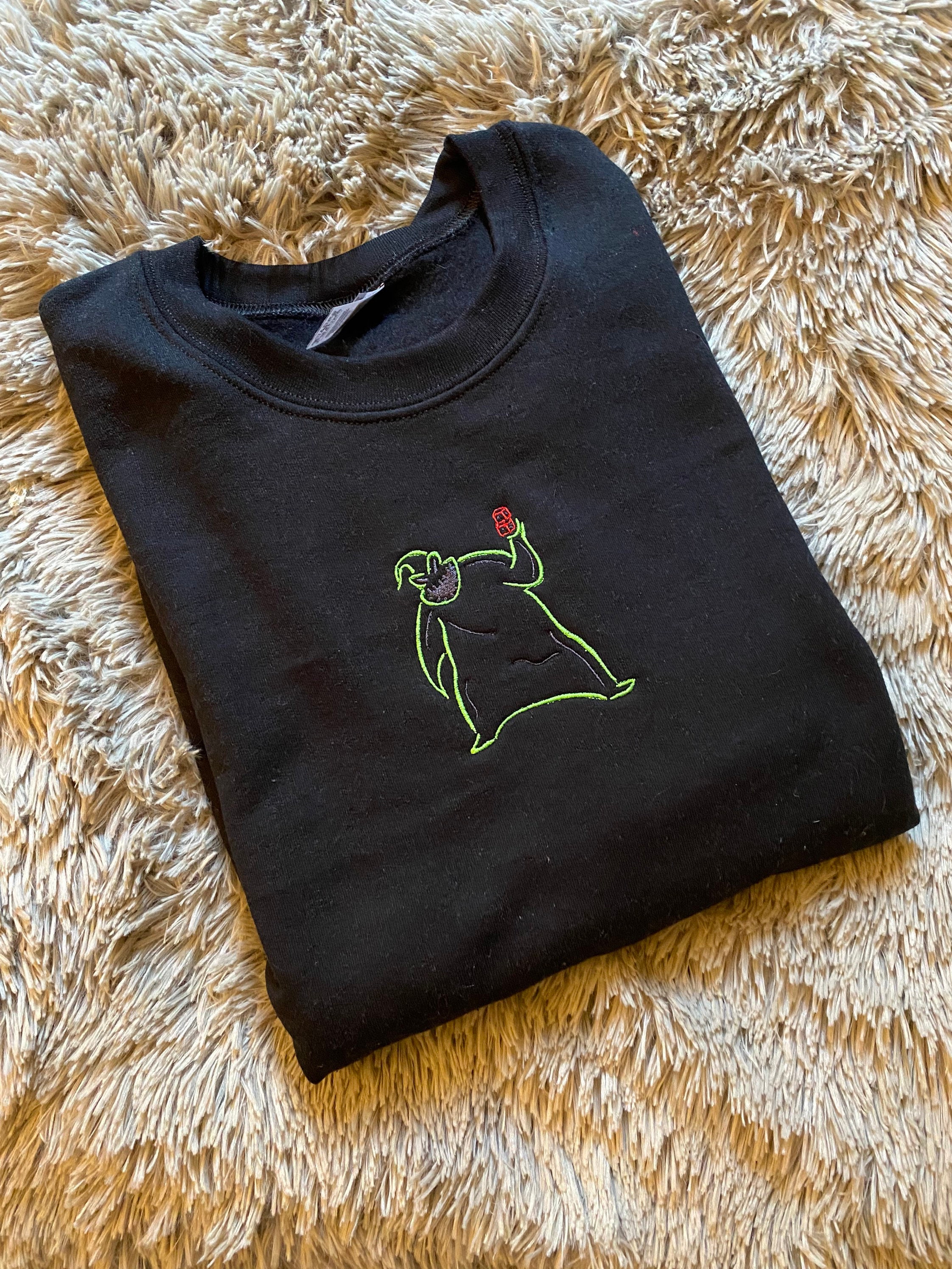 Oogie boogie embroidered sweatshirt, embroidered