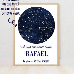 Affiche personnalisée Carte du ciel étoilée