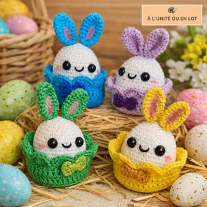 Mini coniglietto kawaii all'uncinetto, piccolo regalo per la caccia alle uova di Pasqua, decorazione pasquale fatta a mano