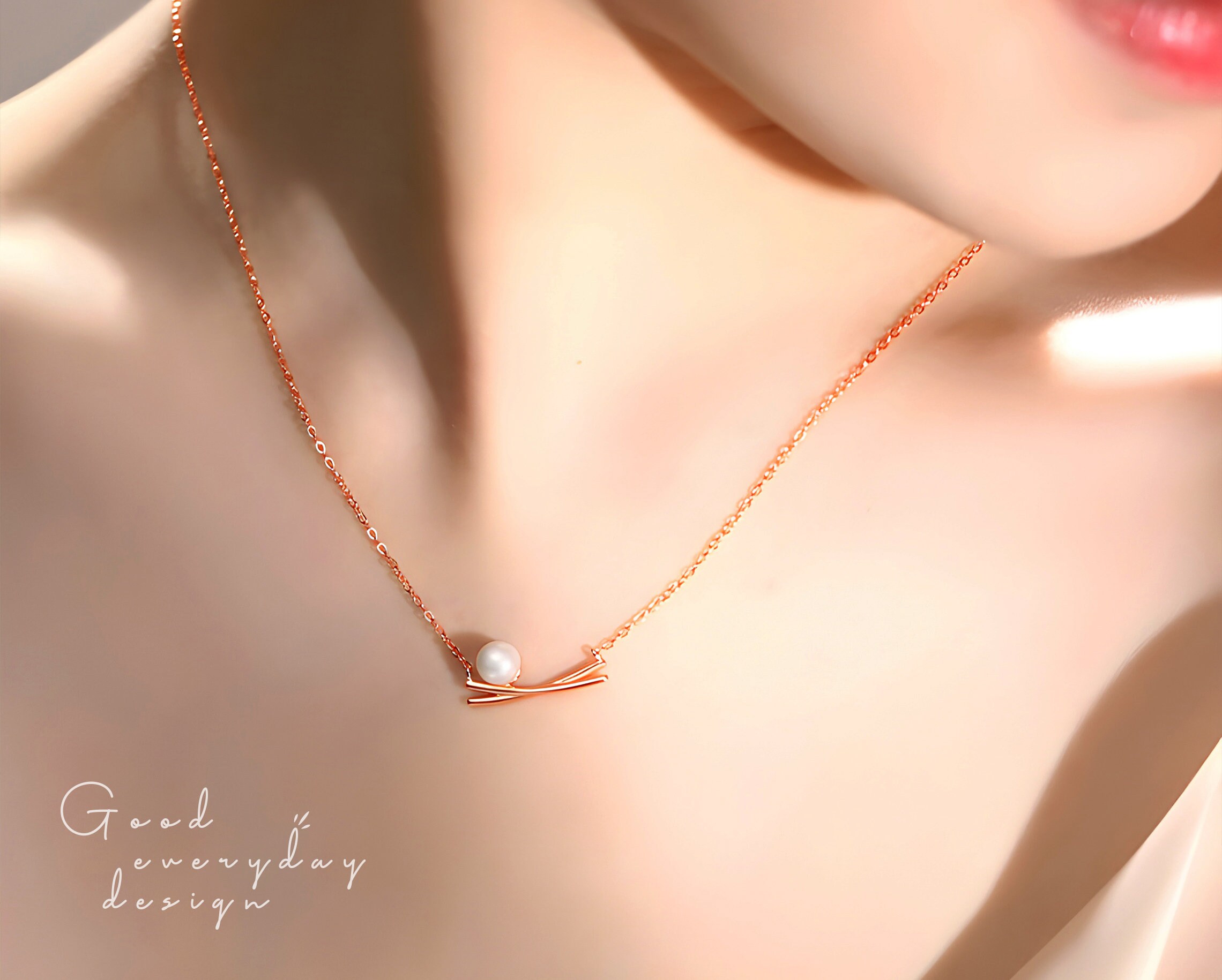 Trendlooks S925 シルバー シングルパール 淡水養殖真珠ペンダント 上品なネックレス ジュエリーギフト 女性向け シルバー 真珠　並行輸入品 Trendlooks S925 Silver Floating Pearl Necklace Single Pearl 8mm