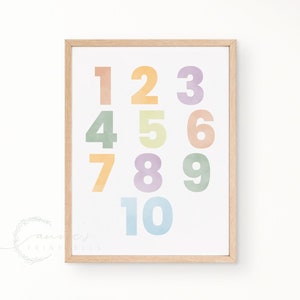 Affiche éducative numérique l Arc-en-ciel neutre l Chambre de bébé, salle de jeux pour tout-petits École à la maison l Impression impression murale Art déco murale l Garderie préscolaire