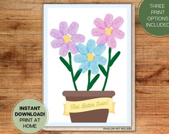 Get Well Soon Fingerprint Card l Kid, Toddler, Child l Craft l Feel Better  Gift l Daycare l Printable l Instant Digital Download 5x7 PDF JPG