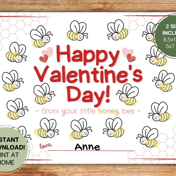Valentine's Day Fingerprint Craft Card l Child, Toddler, Handprint Thumbprint l Preschool, Daycare l Instant Digital Download Printable Art